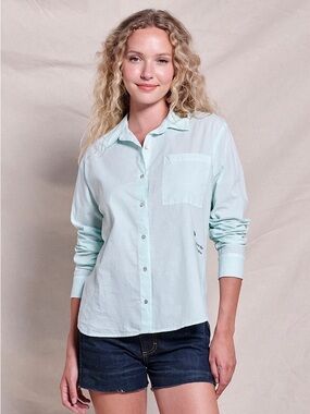 Sundry Wildflowera Long Sleeve Button Down in Sheer Green